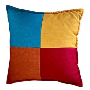 Two 15” Indoor/Outdoor Colorful Throw Pillows With Zippered Canvas Covers